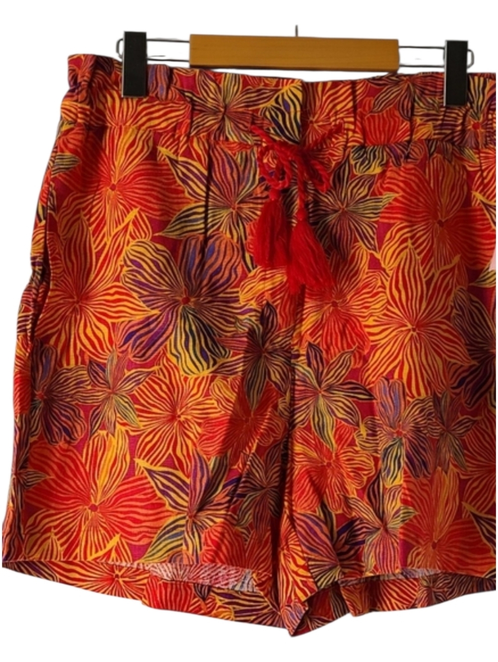 House of Harlow 1960 NWT Orange Floral Linen Blend Shorts Size S High Waist Boho